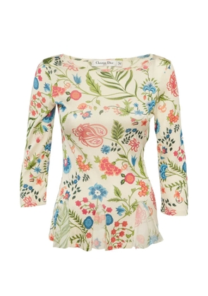 Christian Dior Pre-Owned floral-print silk top - Neutrals