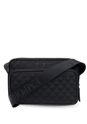 Emporio Armani logo-jacquard shoulder bag - Black