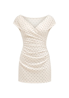 SOLAQUA Emanuela polka-dot mini dress - Neutrals