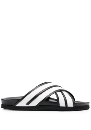 Palm Angels striped criss-cross slides - Black