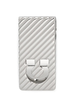 Ferragamo Gancini diagonal-stripe tie clip - Silver