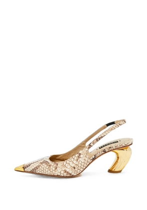 Roberto Cavalli Vintage python-embossed leather pumps - Neutrals