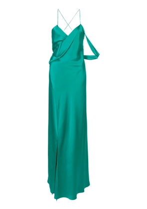 Michelle Mason strappy wrap cowl gown - Green