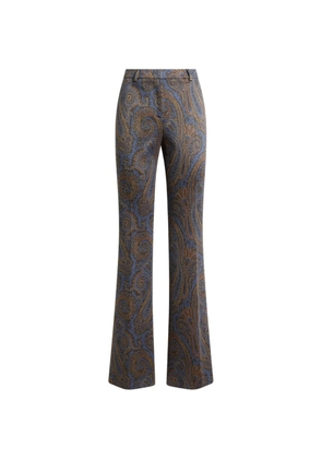 ETRO fit-and-flare cotton-blend jacquard trousers with Paisley motif - Blue