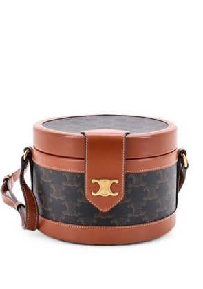 Celine Pre-Owned Tambour Bag Triomphe Coated Canvas Medium crossbody bag - Brown