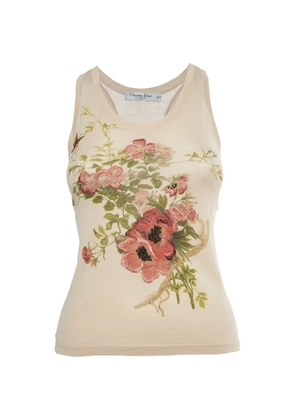 Christian Dior Pre-Owned 2000s floral-embroidered top - Neutrals