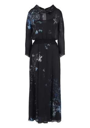Giorgio Armani floral-print silk maxi dress - Black