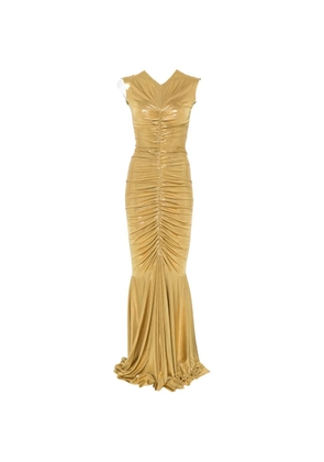 Norma Kamali shirred fishtail maxi dress - Gold