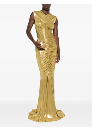 Norma Kamali shirred fishtail maxi dress - Gold