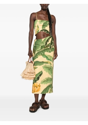FARM Rio Fruit Banana Leaves cut-out midi dress - Yellow