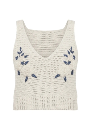 All That Remains Iris floral-embroidered crochet top - White