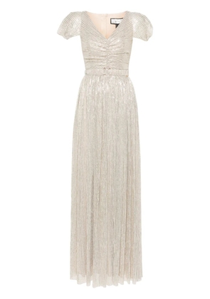 NISSA metallic-striped maxi dress - Gold