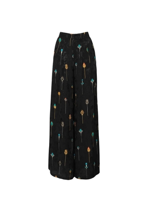 Agua By Agua Bendita ornament print palazzo pants - Black