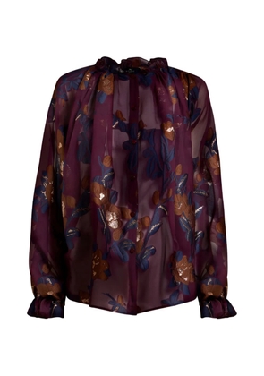 ETRO silk-blend jacquard shirt with fil coupé flowers - Red