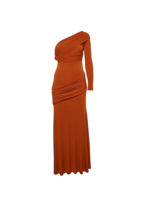 CHATS BY C.DAM Pansy maxi asymmetric jersey dress - Orange