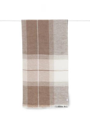 Pal Zileri check-pattern frayed scarf - Brown