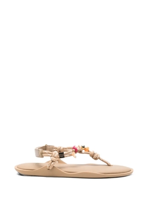 Flòwze x Collanine Colorate beaded-rope sandals - Neutrals
