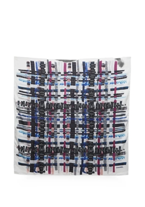 CHANEL Pre-Owned patchwork print scarf - White
