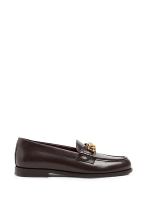 Valentino Garavani Vlogo Chain calfskin loafers - Brown