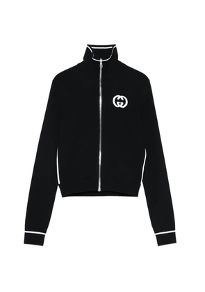 Gucci logo-intarsia zip cardigan - Black
