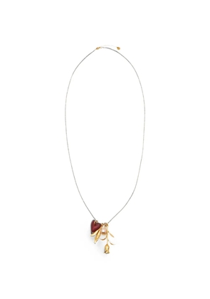 Christian Dior Pre-Owned Rose motif heart-pendant necklace - Gold