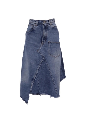 Loewe Pre-Owned asymmetric patchwork skirt - Blue