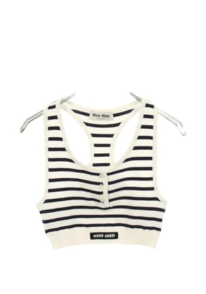 Miu Miu Pre-Owned 2000s striped knit tank top - White