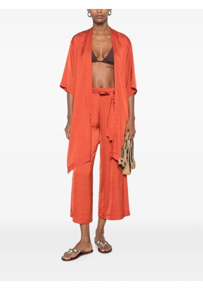 MOUTAKI satin-finish belted cropped trousers - Orange