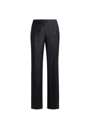 ETRO wool jacquard trousers with Arnica motif - Black