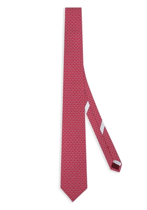 Ferragamo Gancini-print silk tie - Red