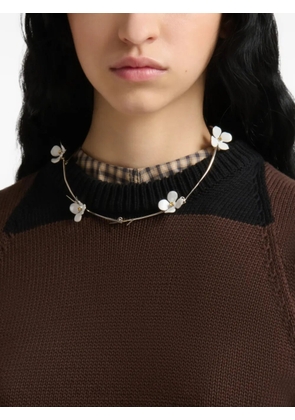 Marni white enamel daisy necklace - Silver