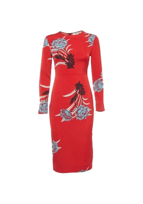 DVF Diane von Furstenberg floral-print long-sleeved midi dress - Red