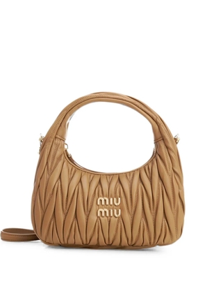 Miu Miu Wander matelassé leather clutch bag - Brown