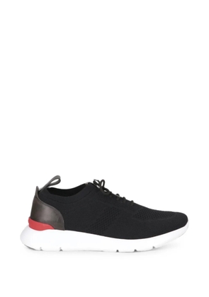 Isaia knit-panel leather sneakers - Black