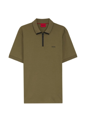 HUGO Dalomino zip-fastening logo-print polo shirt - Green