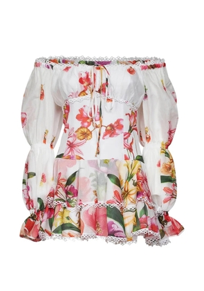 Charo Ruiz Ibiza floral-print ruffled dress - White