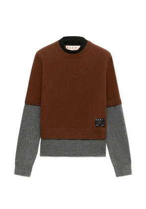 Marni brown cashmere jumper with layered effect