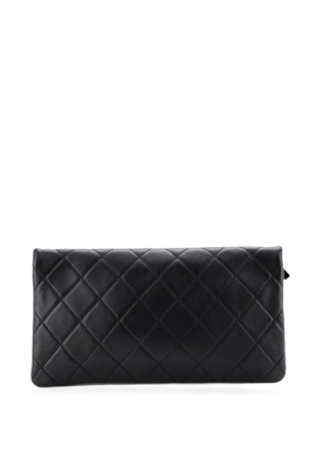 CHANEL Pre-Owned CC Foldover Quilted Lambskin Large clutch bag - Black