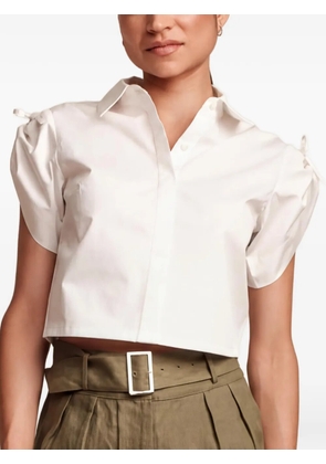 HEVRON bow-detail cropped shirt - White