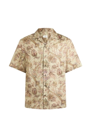 ETRO bowling shirt in cotton satin with floral Paisley motif - Neutrals