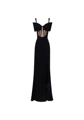 Gemy Maalouf bow-detail sheer-corset dress - Black