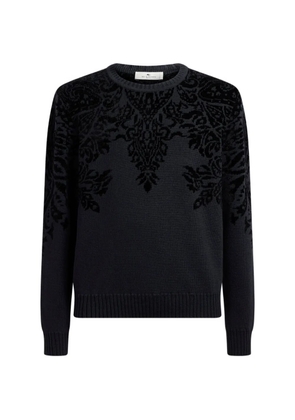 ETRO wool-blend jacquard sweater with chenille-motif - Blue
