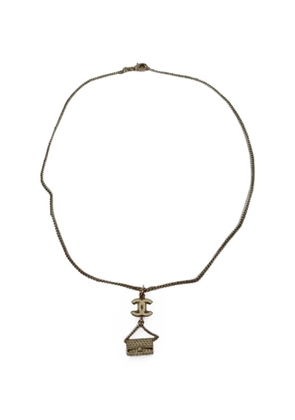 CHANEL Pre-Owned 2003 CC enamel flap bag pendant necklace - Gold
