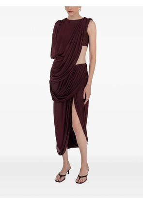 Maygel Coronel Leon draped side-slit midi skirt - Red