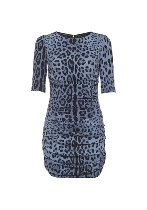 Dolce & Gabbana Pre-Owned animal-print ruched mini dress - Blue