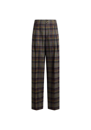 ETRO stretch wool trousers with check motif - Grey