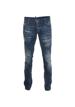 DSQUARED2 paint-splatter distressed slim-fit jeans - Blue