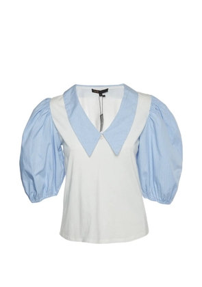 Maje stripe puff-sleeve top - White