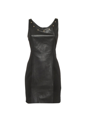 Versus Pre-Owned logo-stud leather-panelled mini dress - Black