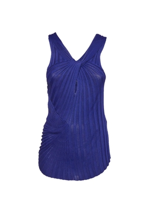 Roberto Cavalli Vintage rib-knit twist-front top - Blue